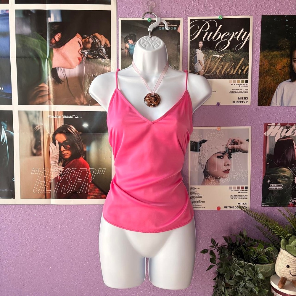 Hot Pink Satin Cami Tank Top Size Medium